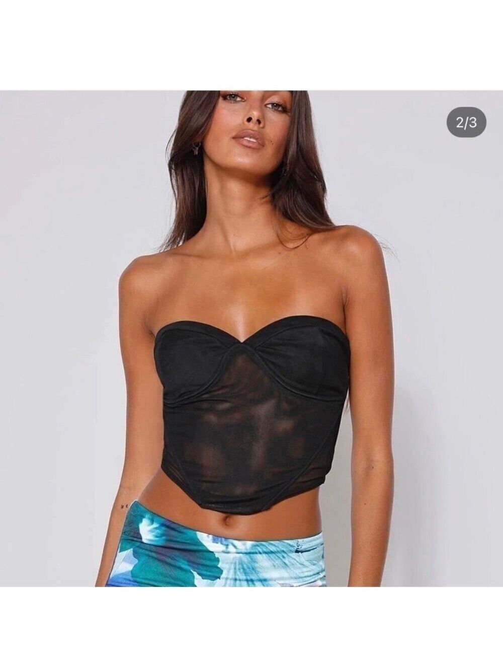 Tigermist Harpar Underwire Corset Crop Top Black - NWOT Mesh Sheer